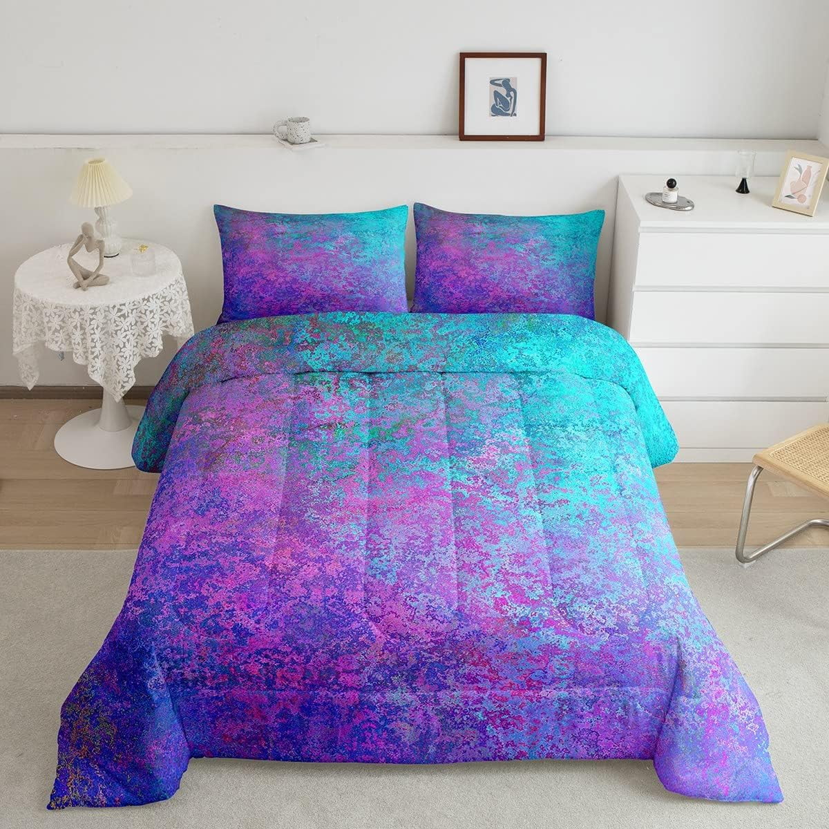 Tie Dye Comforter Set,Colorful Gradient Bedding Set for Kids Boys Girls