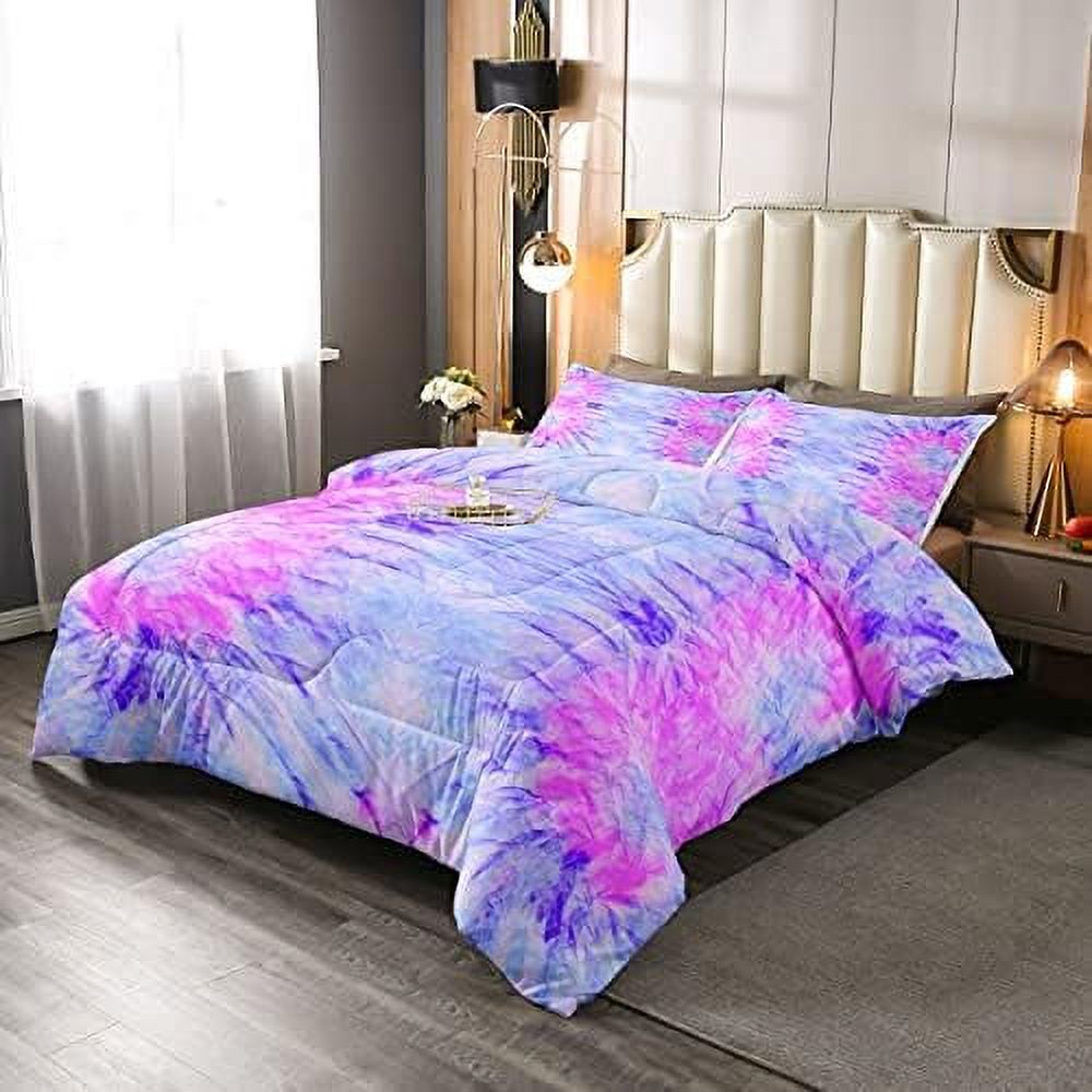 Tie Dye Comforter Set Queen Size for Kids Girls Teens Boho Trippy