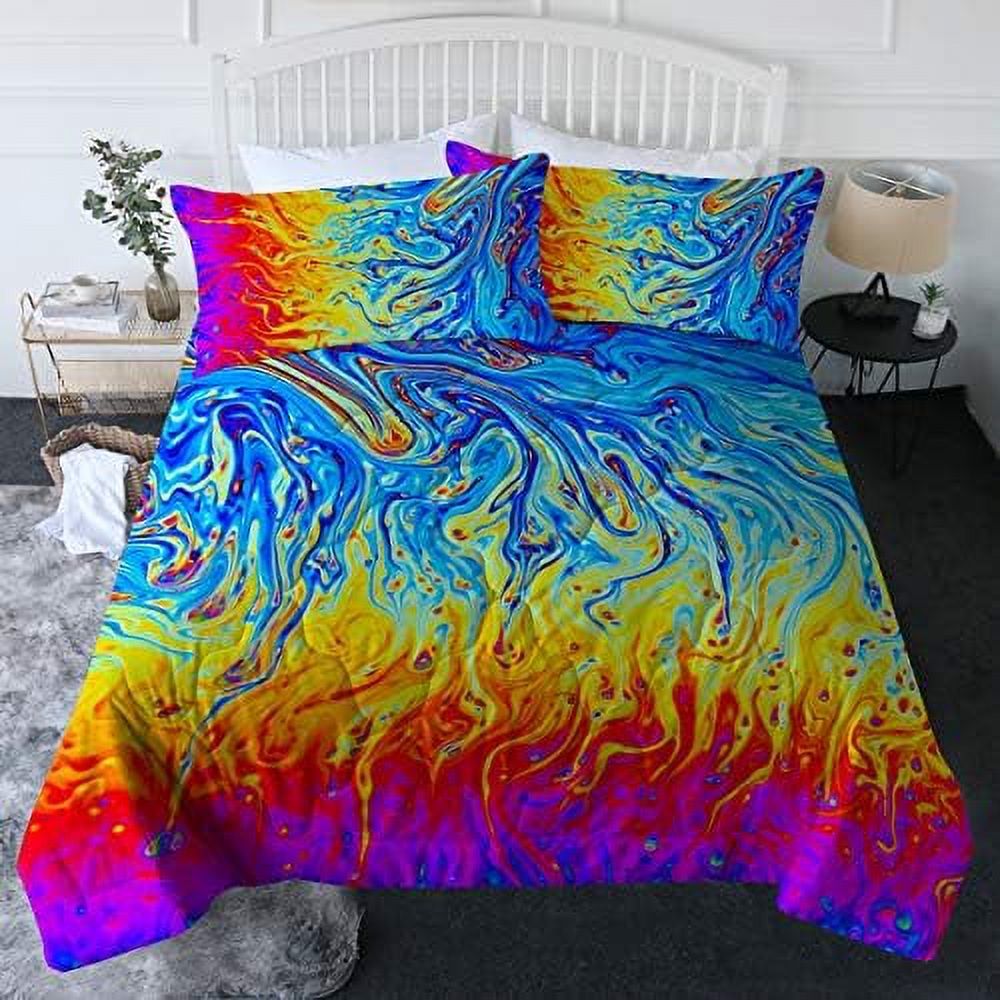 Tie Dye Comforter Set Twin for Teen Girls Vintage Marble Bedding Set