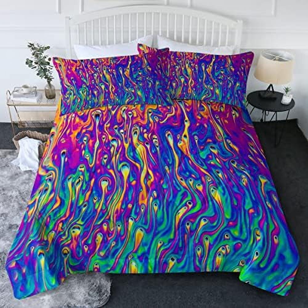 Tie Dye Comforter Set Twin for Teen Girls Vintage Marble Bedding Set