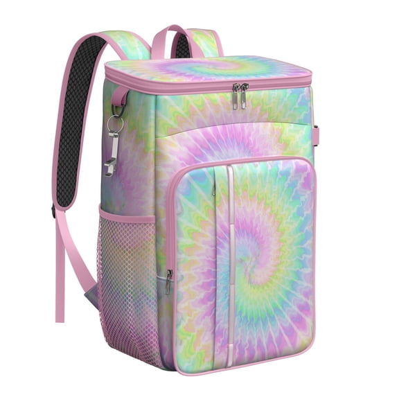 Tie Dye Cooler Backpack 20L - Insulated Leakproof Soft Cooler Bag for Camping, Beach & Picnic - High Capacity (26 Cans), 20-Hour Cold Retention, Multiple Pockets - Rainbow Watercolor