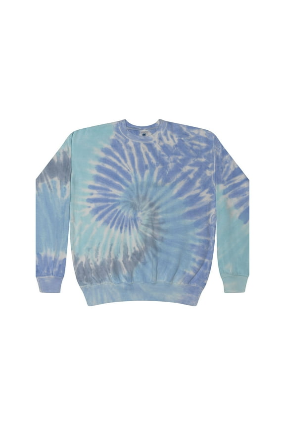 Tie-Dye Crew Neck Sweatshirt Adult Colortone Men Sizes S to 3XL Unisex Fleece