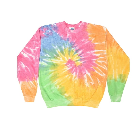 Tie-Dye Crew Neck Sweatshirt Adult Colortone Men Sizes S to 3XL Unisex Fleece