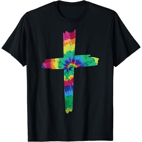 Tie Dye Cross God Jesus Faith Hippie Christian Men Women T-Shirt