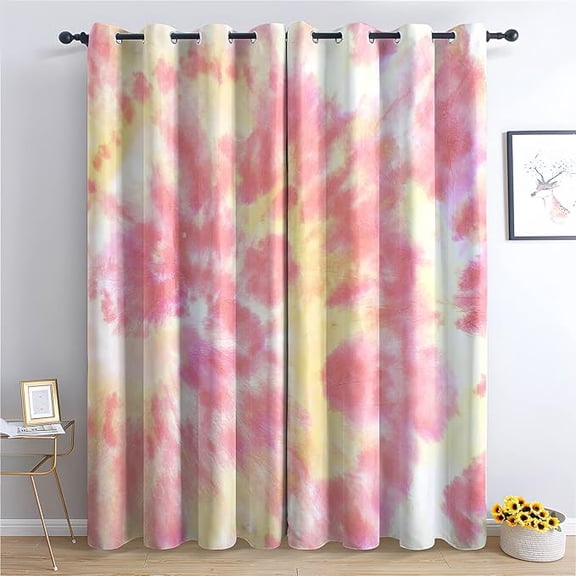 Tie Dye Curtains For Bedroom Living Room, Ombre Blackout Curtains, Gradient Window Curtains, Thermal Insulated Grommet Drapes, Decorative Patterned Window Treatments 26"W x 45"L (Pack of 2)