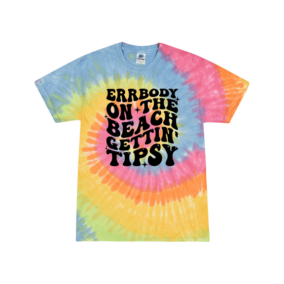 Tie-Dye Cute Fun Womens Errrybody On The Beach Gettin' Tipsy Ladies Short Sleeve T-Shirt-Eternity-Medium