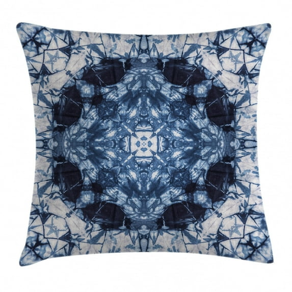 Tie Dye Decor Throw Pillow Cushion Cover, Microcosm Motif Generated with Digital Large Volume Active Rough Effect, Decorative Square Accent Pillow Case, 24 X 24 Inches, Royal Blue White, by Ambesonne