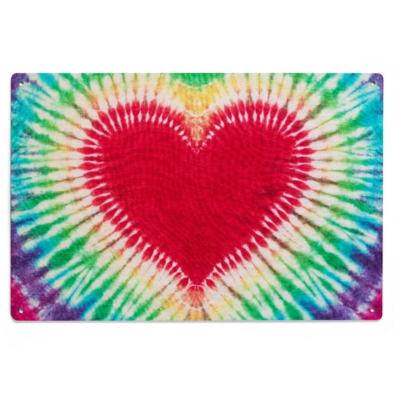 Tie-Dye Design of a Heart in Rainbow Colors, Photography Birch Wood Wall Sign (6x9 Rustic Home Decor, Ready to Hang Art)