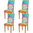 thumbnail image 1 of Tie Dye Dining Chair Covers Set of 4 Spandex Stretch Chair Slipcovers for Dining Room Restaurants, 1 of 6
