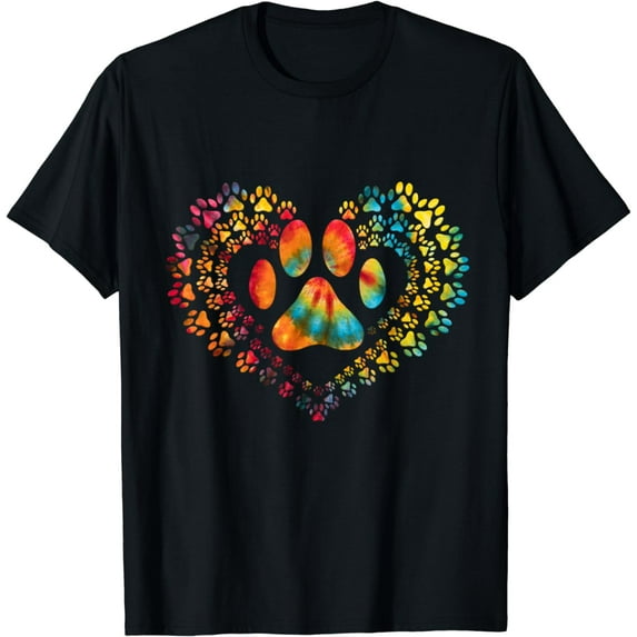 Tie Dye Dog Footprints T-Shirt