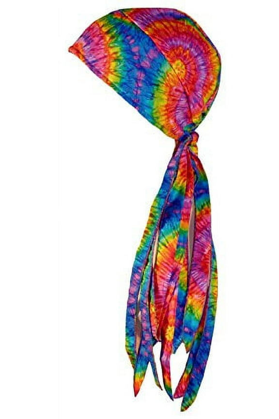 Tie Dye Doo Rag USA Made Headwrap 1960s Hippie Bandana Skull Cap Durag Mens Womens