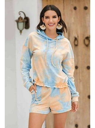 Matching Tie Tye Two Piece Sets Dyed Hoodie and Pants, XL
