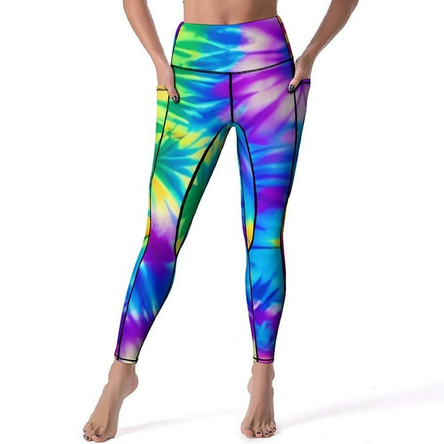 Tie Dye Dreams Twist Yoga Pants Pockets Red And Black Leggings Sexy
