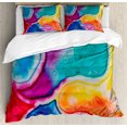 thumbnail image 1 of Tie Dye Duvet Cover Set Queen Size, Watercolor Pools of Different Colors Abstract Vibrant Messy Hand Painted Design, Decorative 3 Piece Bedding Set with 2 Pillow Shams, Multicolor, by Ambesonne, 1 of 3