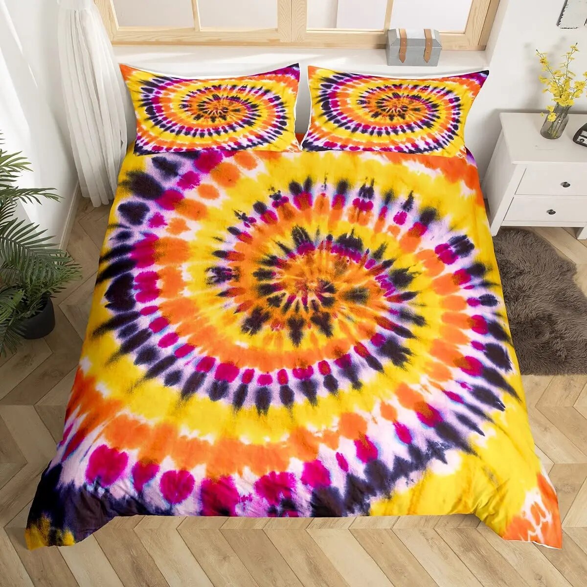Tie Dye Duvet Cover Set Splashed Spiral Ink Bedding Set Trippy