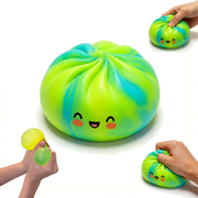 Tie Dye Edition Green Dumpling Squishy, Cute Bun Slow Rising Stress Ball With Steamed Box, Soft Squeeze Decompression Dough for Adults Crazy Gifts for Fun