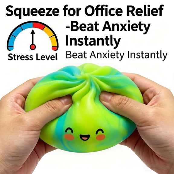 Tie Dye Edition Green Dumpling Squishy, Cute Bun Slow Rising Stress Ball With Steamed Box, Soft Squeeze Decompression Dough for Adults Crazy Gifts for Fun