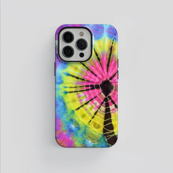 Tie Dye Effect Hippie Style Tough Phone Case, Dual-Layer Protective Cover for iPhone