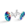 thumbnail image 1 of Tie Dye Elegant Dress Shirt Silver Jewelry Mens Cufflinks Shirt Clip Set Made of Stainless Steel for Formal Occasions, 1 of 6