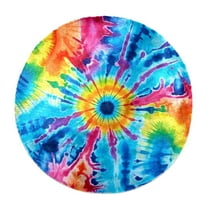 Tie-Dye Faux Rabbit Fur Rug - Super Soft Fur Round Rug, Comfy Fluffy Shag Furry Circle Rugs for Kids Room, Living Room, Cute Non-Slip Plush Fuzzy Circular Area Rug Floor Carpets