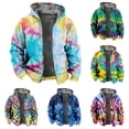 thumbnail image 1 of Tie Dye Lined Hoodies for Men Full Zip Heavyweight Thick Warm Jacket Coat Fall Winter Hooded Sweatshirt Green XL, 1 of 2