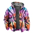 thumbnail image 1 of Tie Dye Fleece Lined Hoodies for Men Full Zip Heavyweight Thick Warm Jacket Coat Fall Winter Hooded Sweatshirt Yellow XXXL, 1 of 7
