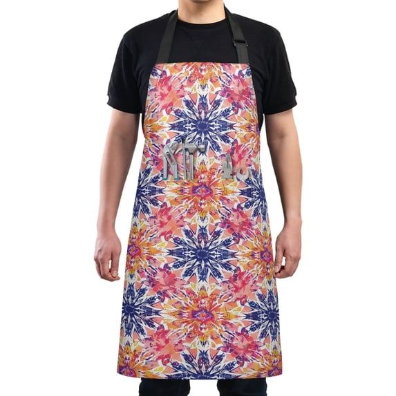 Tie Dye Flowers Kitchen Apron with 2 Pockets Adjustable waterproof Cooking Aprons for Women Men Chef