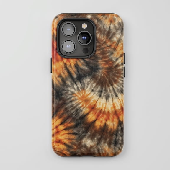 Tie Dye For All iPhone Series Tough Phone Case Psychedelic Orange Brown