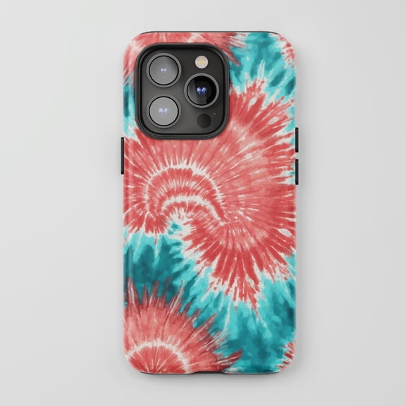 Tie Dye For All iPhone Series Tough Phone Case Retro Swirl Red Blue
