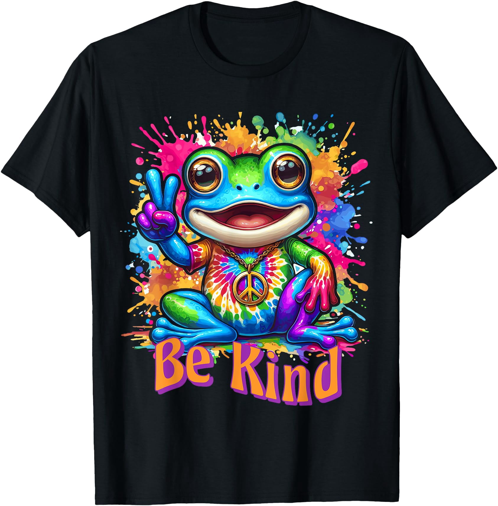 Tie-Dye Frog Peace Sign Hippie T-Shirt - Walmart.com