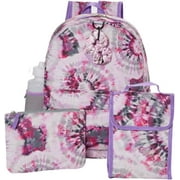 CLUB LIBBY LU Tie Dye Girls Backpack with Lunch Box and Water Bottle 6 Piece Set 16 Inch Purple