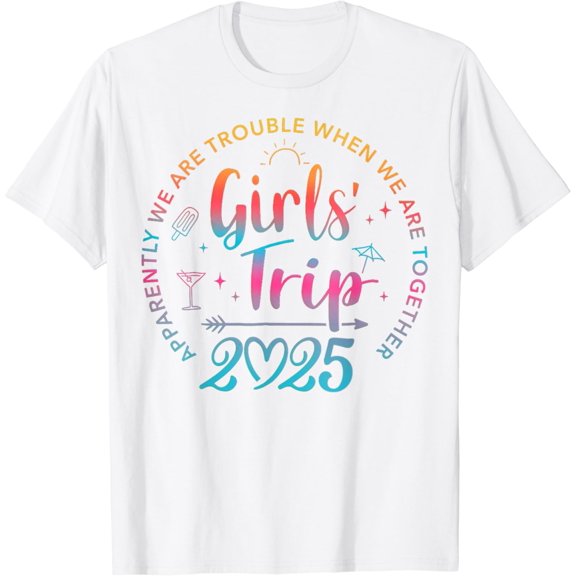 Tie Dye Girls Trip 2025 Trouble When We Are Together T-Shirt100% cotton