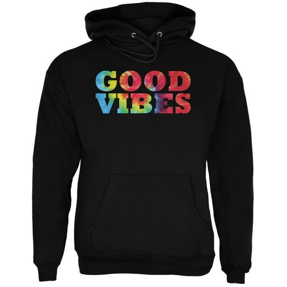 Tie Dye Good Vibes Black Adult Hoodie - 2X-Large