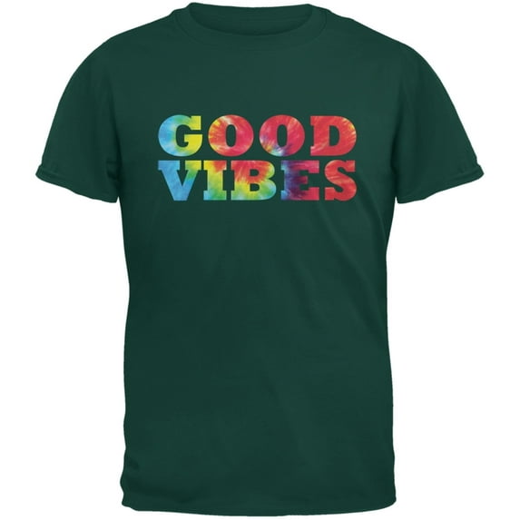 Tie Dye Good Vibes Forest Green Adult T-Shirt - 2X-Large