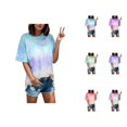 thumbnail image 1 of Tie Dye Graphic Tees for Women 2026 Summer Casual Short Sleeve Crewneck T Shirts, 1 of 4