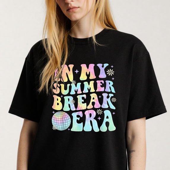 Tie Dye Graphic for Women Fun In My Summer Break Era Casual Tee print T Shirt