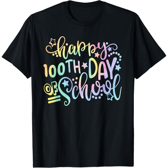 Tie Dye Happy 100th Day Of School Teacher Student 100 Days T-Shirt for Men Women