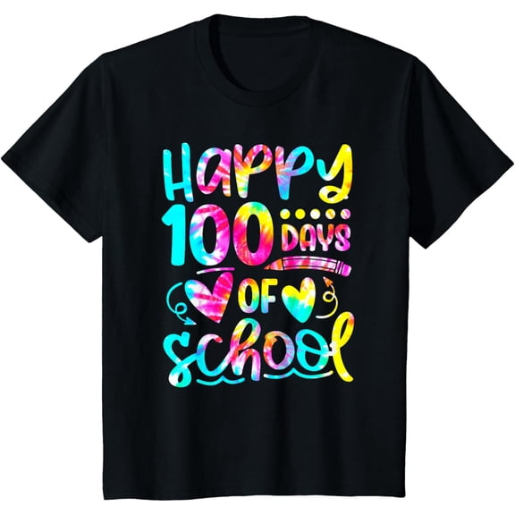 Tie Dye Happy 100th Day Of School Teacher Student 100 Days T-Shirt