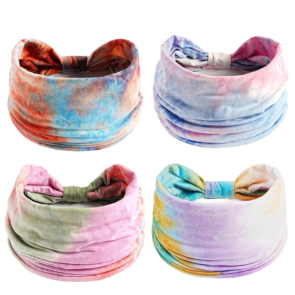 Tie-Dye Headbands for Dreadlocks, Elastic Design for Versatile Wear, Headwrap for Men and Women, Assorted Colors, 4 Pcs