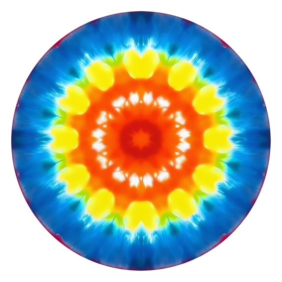 Tie Dye Heart Accent Mandala Pattern Round Fitted Tablecloth with Elastic Edge,Dining Table Cover Waterproof,Outdoor Round Tablecloth for Camping,Dining,Indoor and Outdoor