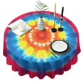thumbnail image 1 of Tie Dye Heart Accent Mandala Pattern Round Tablecloth 60"x60",Wrinkle Wipeable Table Cloth for Kitchen Dining Room Picnic Patio Party, 1 of 6