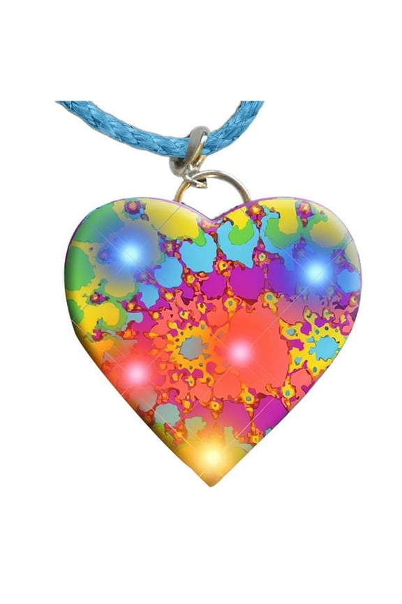 Tie Dye Heart Necklace Flashing Body Light Lapel Pins