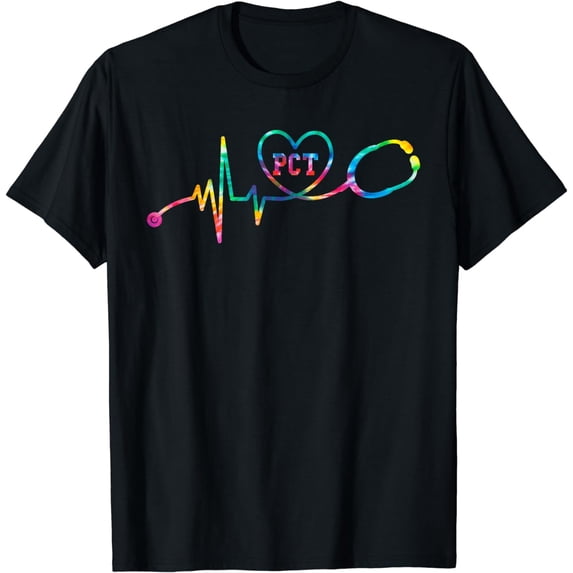Tie Dye Heartbeat PCT Patient Care Technician Nursing Gift T-Shirt