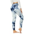 thumbnail image 1 of Tie-Dye High Waisted Slim Fit Yoga Pants for Women Stretchy Workout Full Length Leggings Snow/Buffalo Print Capris Blue,S, 1 of 5