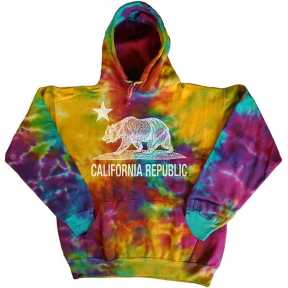 Tie Dye Hoodie California Bear Flag Decal Sweatshirt