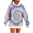 thumbnail image 1 of Tie Dye Hoodie Women Trendy Boyfriend Style Oversized Sweatshirt Pocket Long Sleeve Drawstring Hooded Pullover Tops (S, Pink), 1 of 5
