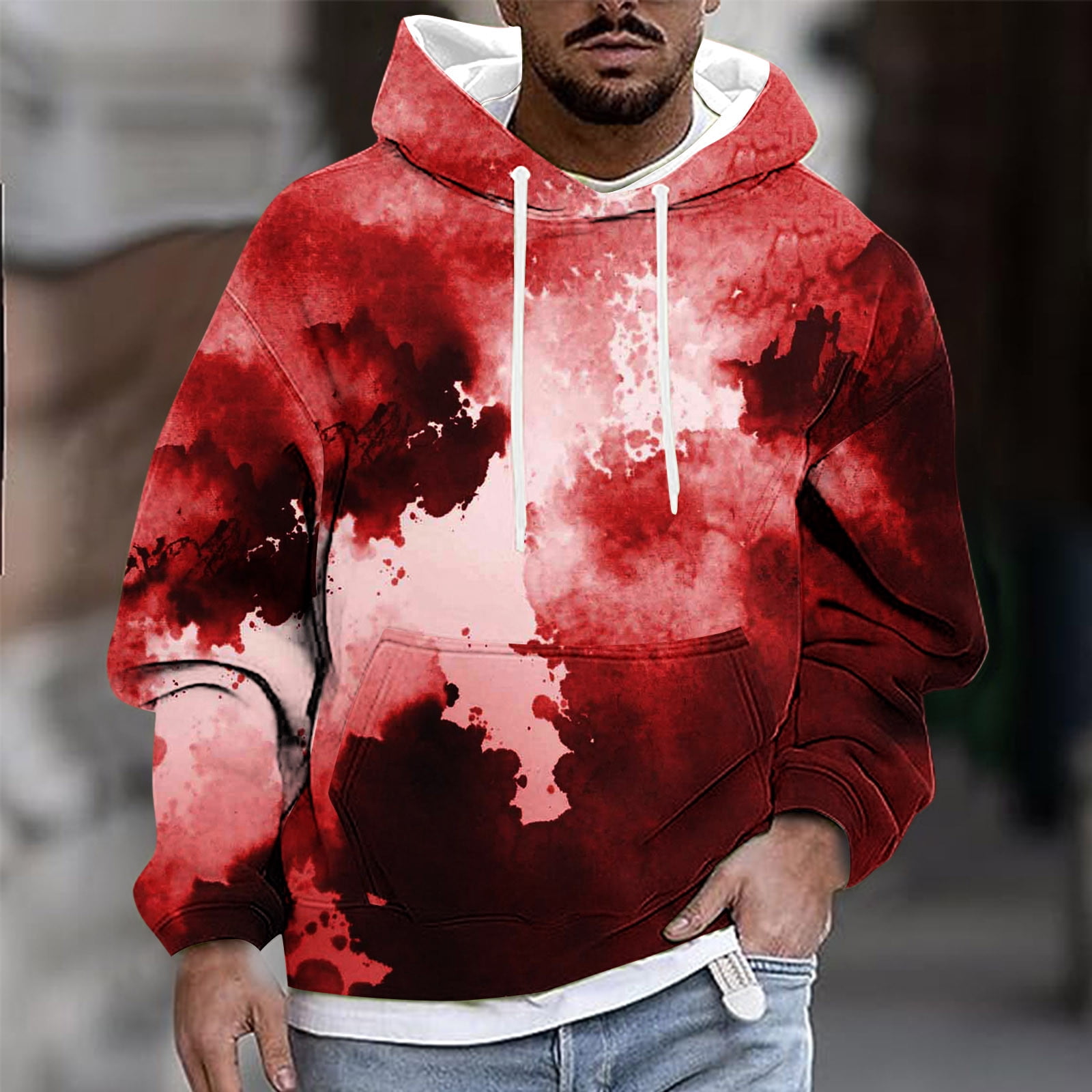 Tie-Dye Hoodies Sweatshirts for Men Big Tall Pullover M-4X Plus