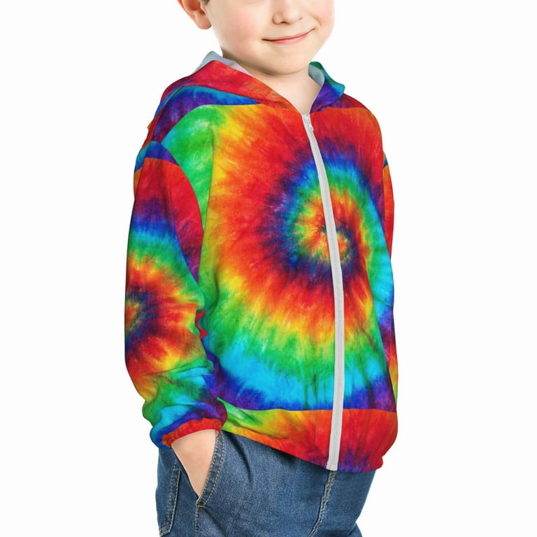 Tie Dye Kids Zip Up Hoodie Girls Boys Sun Protection Jacket Hooded Cooling Shirt Walmart