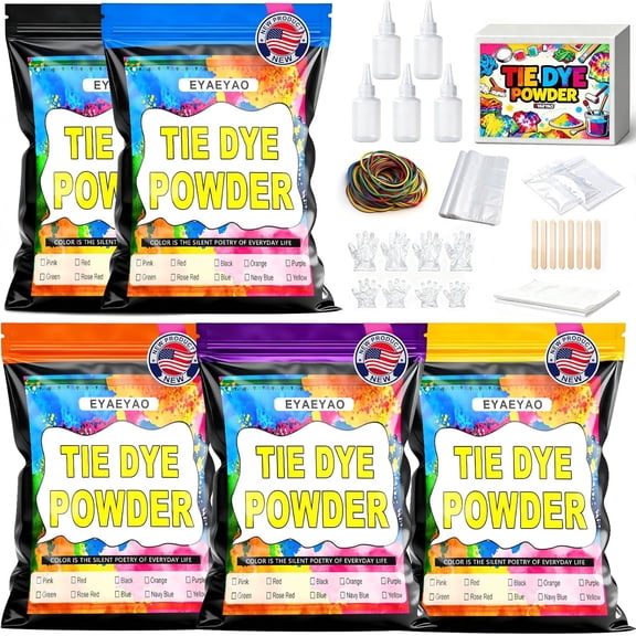 Tie Dye Kit | One-Step Fabric Dye Non-Messy DIY Craft for Large Groups | 5 Vibrant Permanent Colors with Easy Clean-Up - (Just Add Water) (5 Colors)
