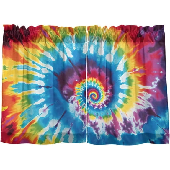 Tie Dye Kitchen Curtains 36 Inch Length Short Tier Curtains for Small Windows Half Window Treatments for Kitchen Bedroom Bathroom 2 Panels
